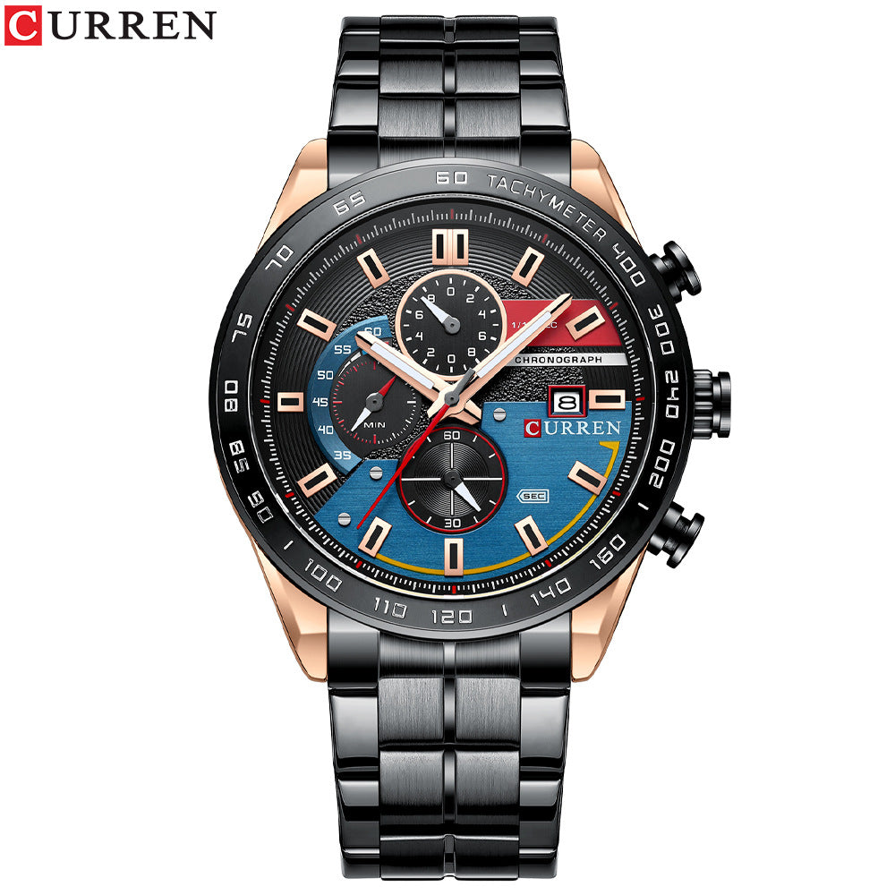 Men's steel quarts watch