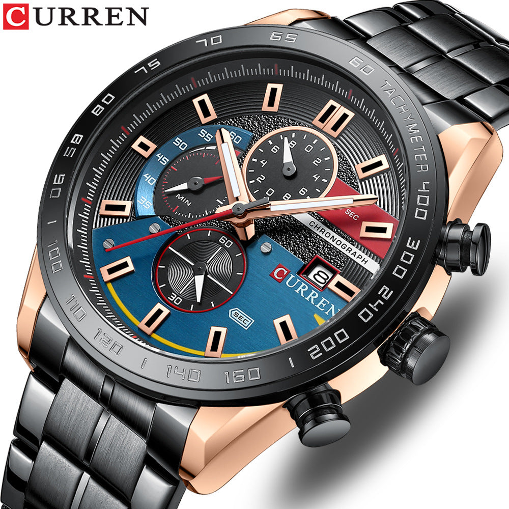 Men's steel quarts watch